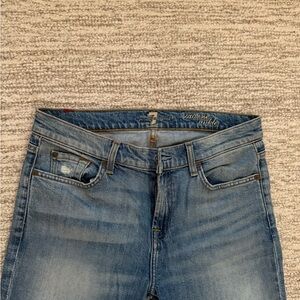 7 For All Mankind Distressed Blue Skinny Jeans